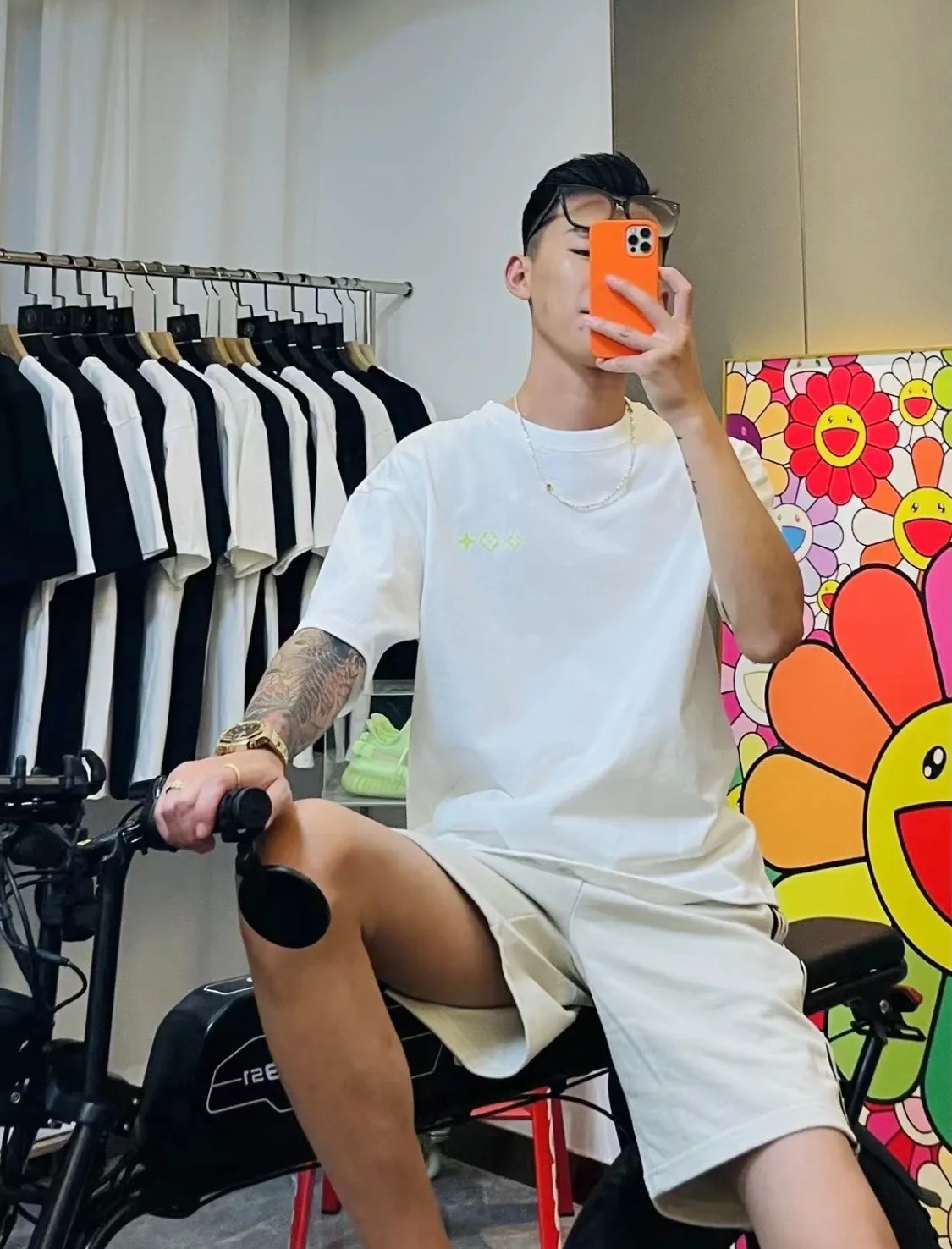Louis Vuitton/Louis Vuitton 25ss four-leaf clover letter printed short sleeves on the back